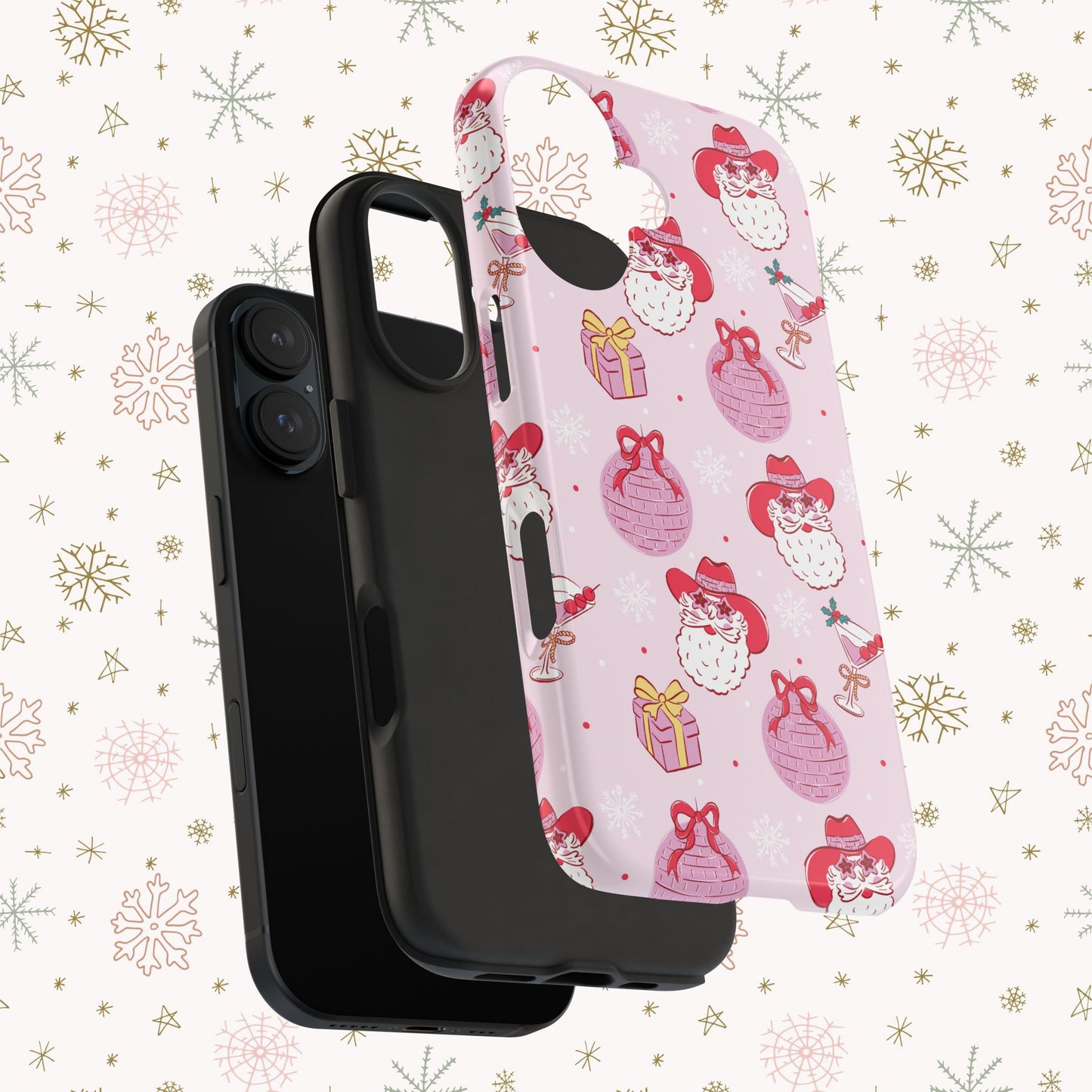 Preppy pink santa phone case