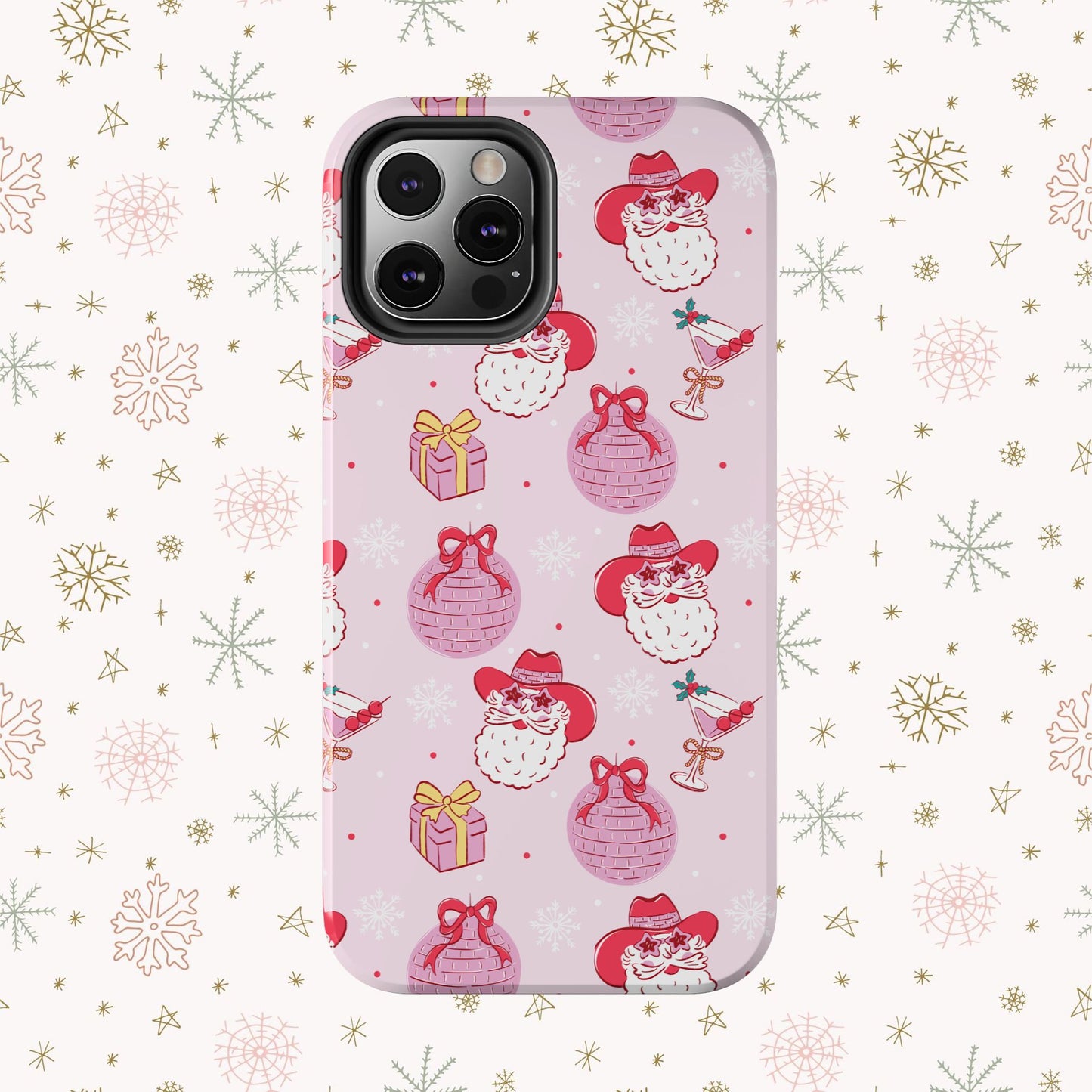 Preppy pink santa phone case